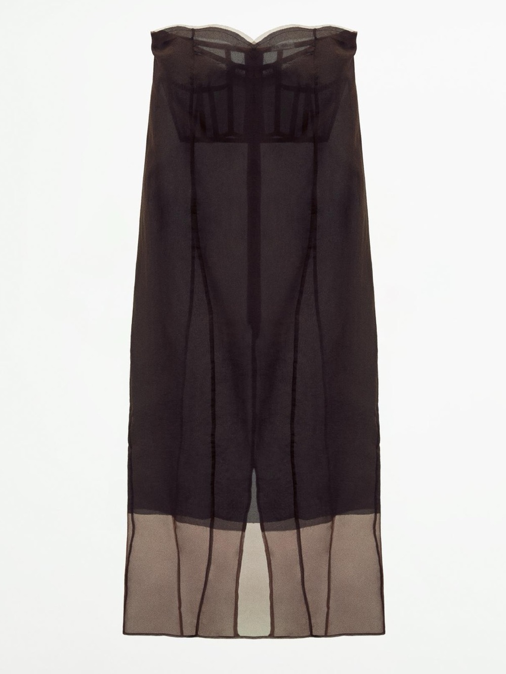 NWT ZARA Brown Organza Corset Sweetheart Neckline Midi Dress Size S